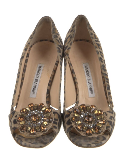 Manolo Blahnik Suede Animal Print Pumps