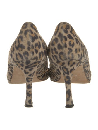 Manolo Blahnik Suede Animal Print Pumps