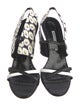 Manolo Blahnik Leather Floral Print Slingback Sandals