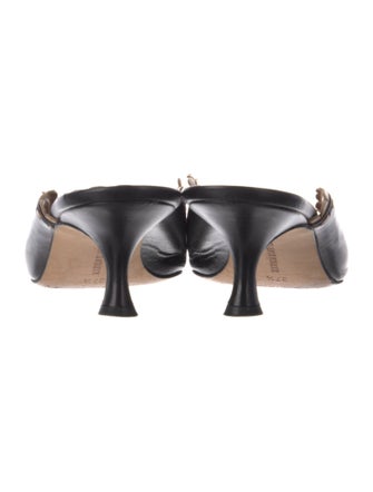 Manolo Blahnik Leather Bow Accents Mules