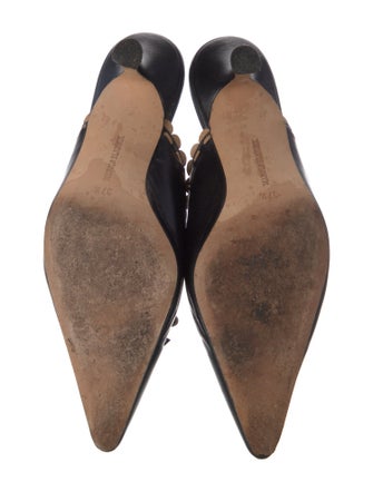 Manolo Blahnik Leather Bow Accents Mules
