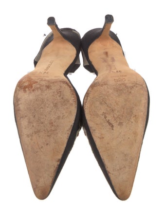 Manolo Blahnik Satin Floral Print Mules