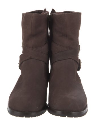 Manolo Blahnik Suede Moto Boots