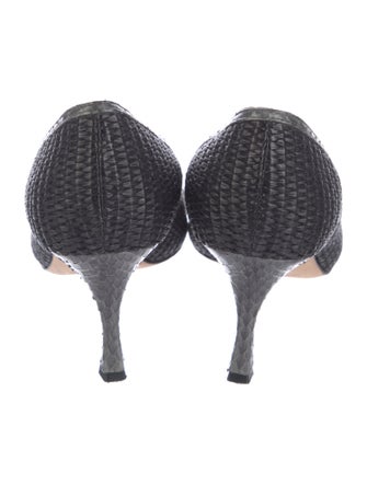 Manolo Blahnik Raffia Animal Print Pumps