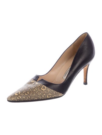 Manolo Blahnik Leather Animal Print Pumps