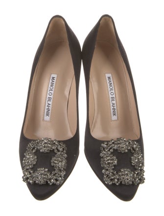 Manolo Blahnik Satin Crystal Embellishments Pumps