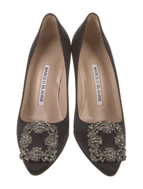 Manolo Blahnik Satin Crystal Embellishments Pumps