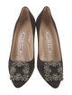 Manolo Blahnik Satin Crystal Embellishments Pumps