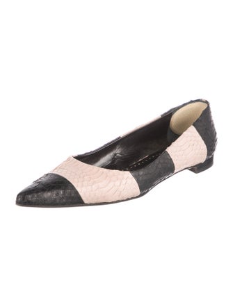 Manolo Blahnik Leather Animal Print Ballet Flats