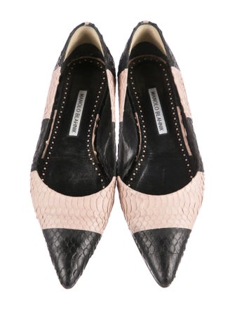 Manolo Blahnik Leather Animal Print Ballet Flats