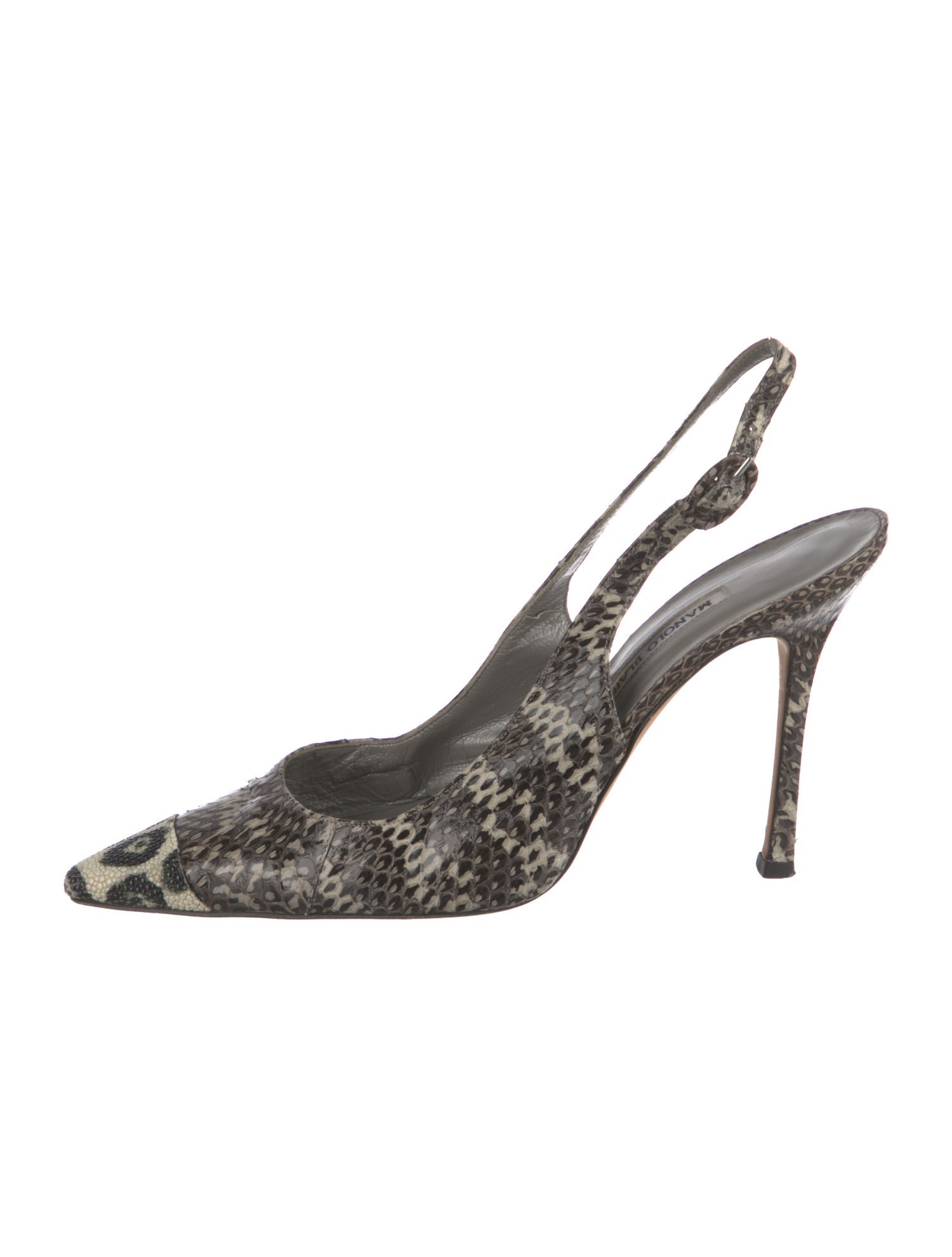 Manolo Blahnik Snakeskin Animal Print Slingback Pumps