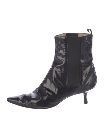Manolo Blahnik Patent Leather Chelsea Boots