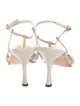 Manolo Blahnik Canvas Beaded Accents T-Strap Sandals