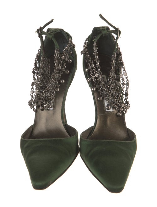 Manolo Blahnik Satin Chain-Link Accents D'Orsay Pumps
