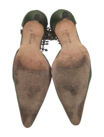 Manolo Blahnik Satin Chain-Link Accents D'Orsay Pumps