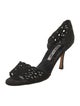 Manolo Blahnik Suede Lasercut Accents Sandals