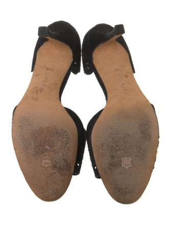 Manolo Blahnik Suede Lasercut Accents Sandals