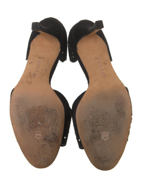 Manolo Blahnik Suede Lasercut Accents Sandals