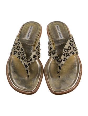 Manolo Blahnik Animal Print Slides