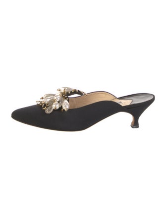 Manolo Blahnik Faux Pearl Accents Crystal Embellishments Mules