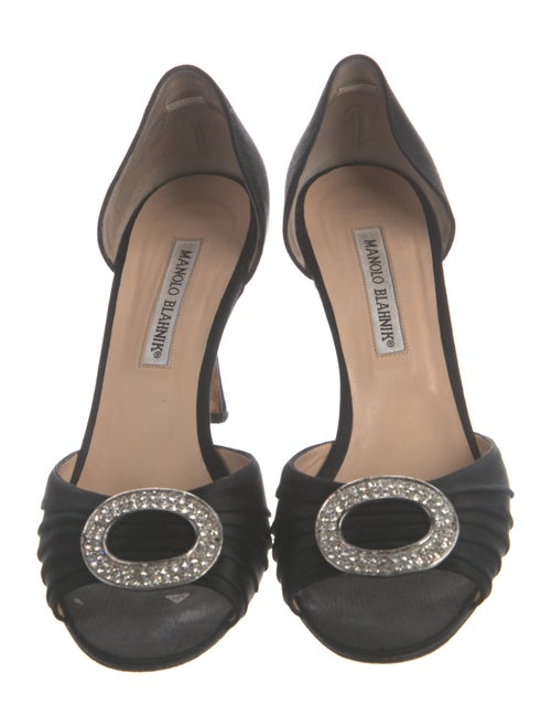 Manolo Blahnik Satin Crystal Embellishments D'Orsay Pumps