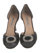Manolo Blahnik Satin Crystal Embellishments D'Orsay Pumps