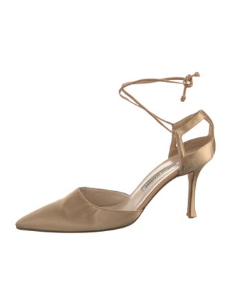 Manolo Blahnik Satin D'Orsay Pumps