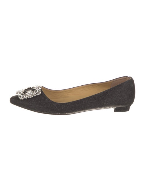 Manolo Blahnik Denim Crystal Embellishments Flats