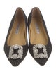 Manolo Blahnik Denim Crystal Embellishments Flats