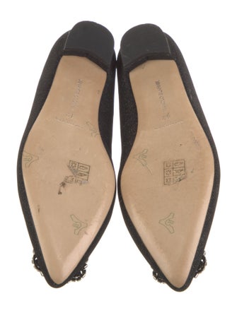 Manolo Blahnik Denim Crystal Embellishments Flats