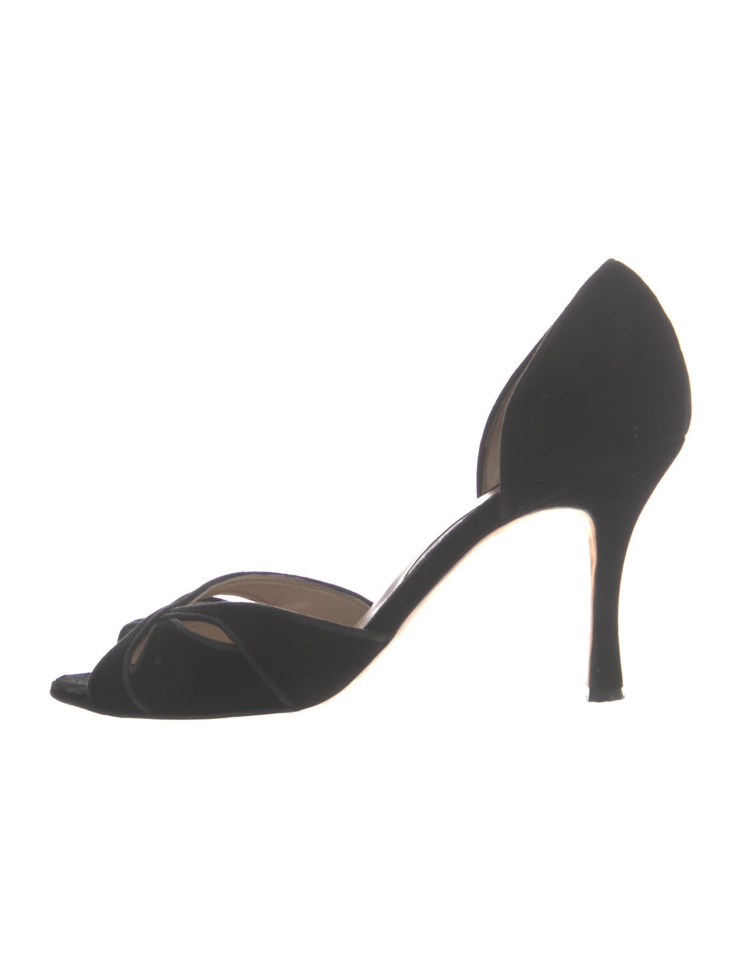 Manolo Blahnik Velvet Crystal Embellishments Sandals