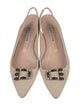 Manolo Blahnik Canvas Beaded Accents Slingback Flats