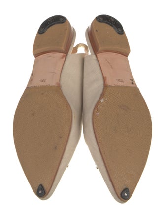 Manolo Blahnik Canvas Beaded Accents Slingback Flats