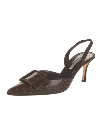 Manolo Blahnik Crocodile Animal Print Slingback Pumps