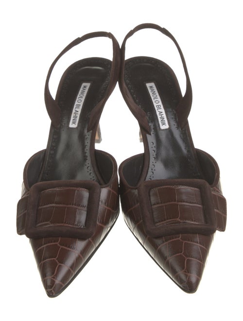 Manolo Blahnik Crocodile Animal Print Slingback Pumps