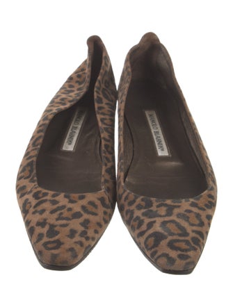 Manolo Blahnik Suede Animal Print Flats