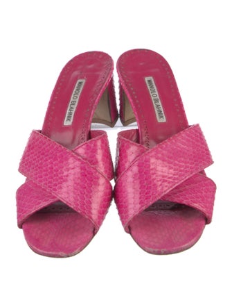 Manolo Blahnik Snakeskin Slides