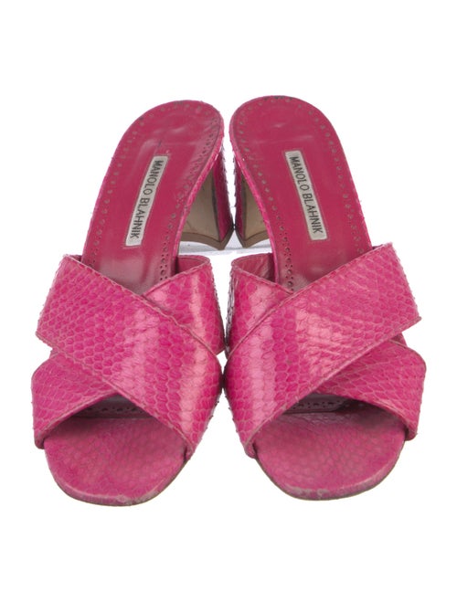 Manolo Blahnik Snakeskin Slides