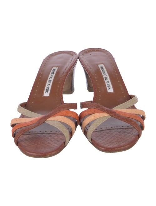 Manolo Blahnik Snakeskin Animal Print Slides