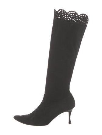 Manolo Blahnik Suede Animal Print Boots