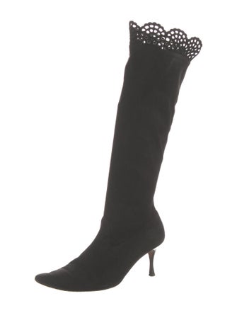 Manolo Blahnik Suede Animal Print Boots