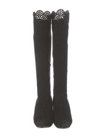 Manolo Blahnik Suede Animal Print Boots