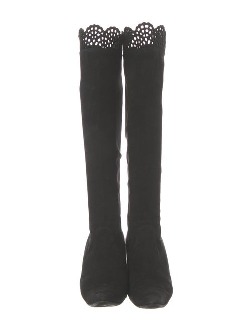 Manolo Blahnik Suede Animal Print Boots