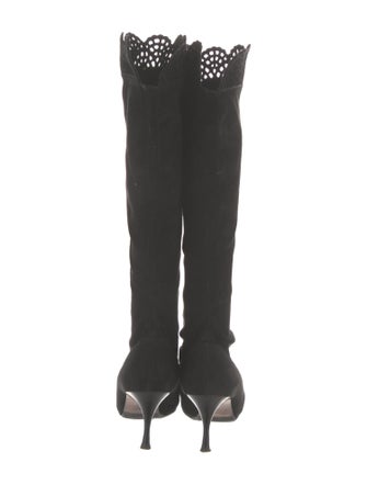 Manolo Blahnik Suede Animal Print Boots