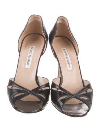 Manolo Blahnik Leather Pleated Accents D'Orsay Pumps