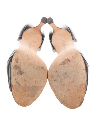 Manolo Blahnik Leather Pleated Accents D'Orsay Pumps