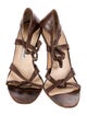 Manolo Blahnik Leather Animal Print T-Strap Sandals