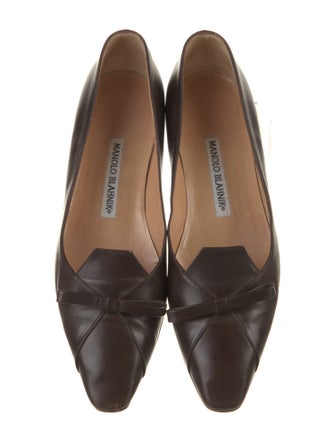 Manolo Blahnik Leather Bow Accents Ballet Flats