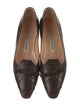 Manolo Blahnik Leather Bow Accents Ballet Flats