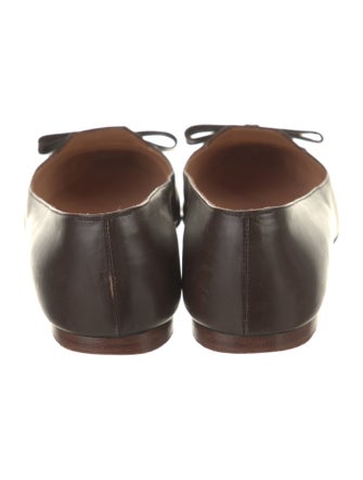 Manolo Blahnik Leather Bow Accents Ballet Flats
